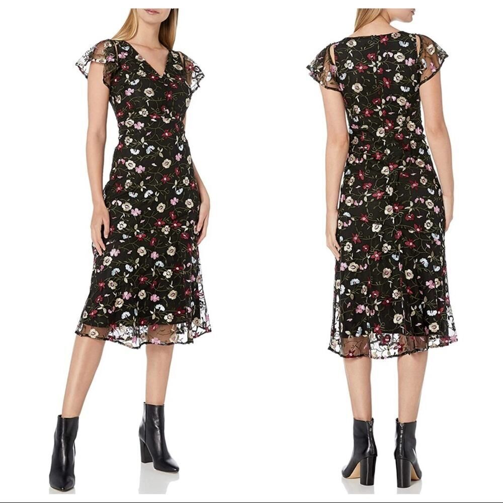 Sam Edelman | embroidered mesh floral midi dress